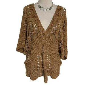 Old Navy XL tan Boho loose knit V-neck sweater